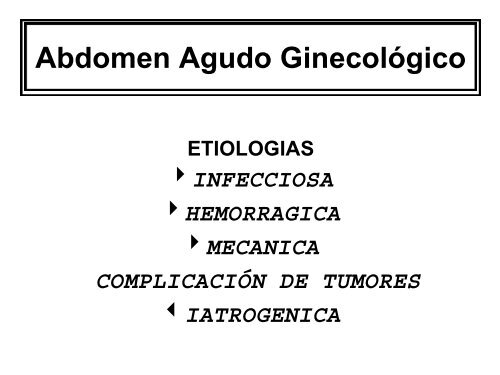 Abdomen Agudo Ginecológico