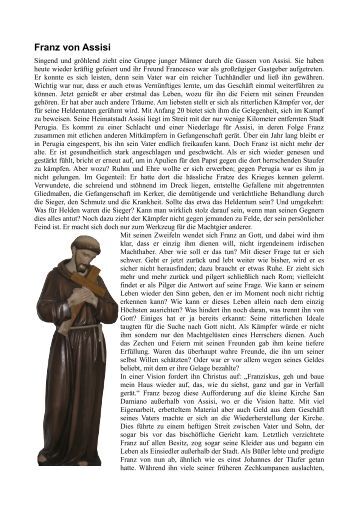 Lebenslauf Von Franz Von Assisi Sonnengesang â€“ ein musikalischer Lebenslauf des Franz von Assisi