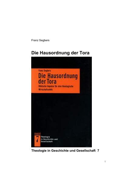 Die Hausordnung der Tora - Prof. Dr. Franz Segbers