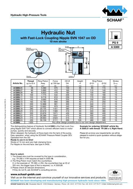 Hydraulic Nut - SCHAAF GmbH