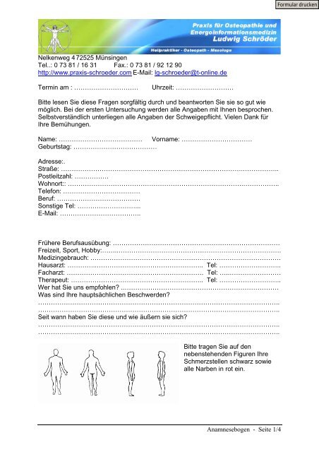 Anamnesebogen (Für Ihren ersten Besuch)