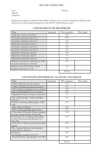 BON DE COMMANDE 1-INSTRUMENTS DE RECHERCHE Titre ...