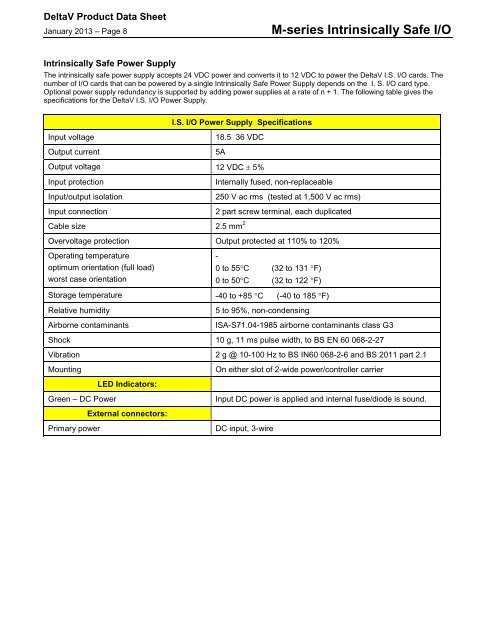 M-series Intrinsically Safe I/O - Emerson Process Management