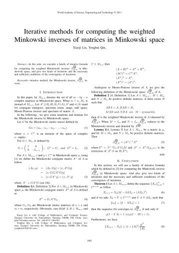 Iterative methods for computing the weighted Minkowski inverses of ...