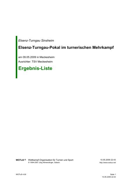 Ergebnis-Liste - Elsenz-Turngau Sinsheim