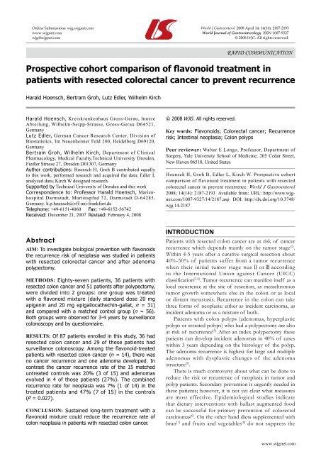 Prospective cohort comparison of flavonoid treatment in patients ...