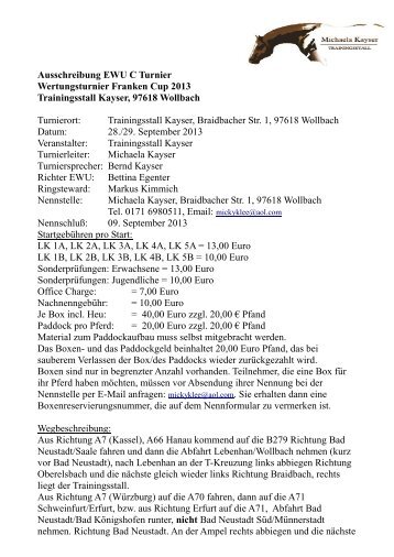 Ausschreibung EWU C Turnier Wertungsturnier Franken Cup 2013 ...