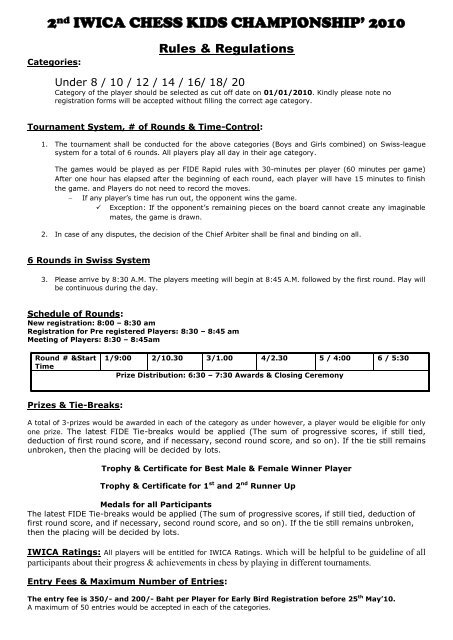 TOURNAMENT RULES FOR THREE-DIMENSIONAL CHESS