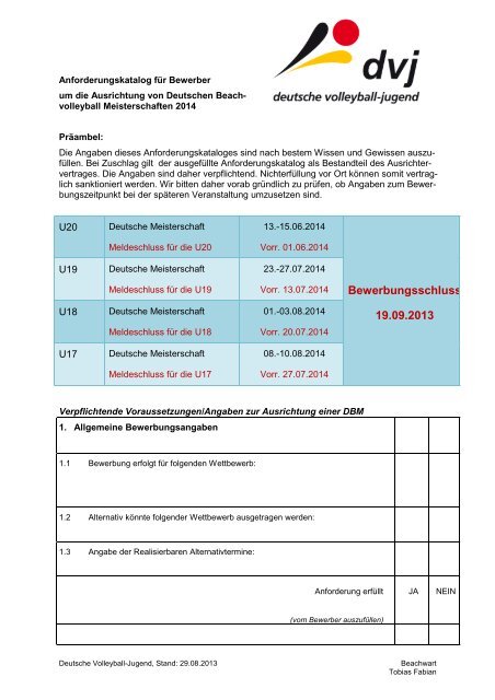 Anforderungskatalog 2014 - .pdf - Deutscher Volleyball-Verband