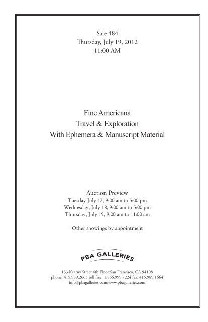 Fine Americana Travel & Exploration With Ephemera & Manuscript