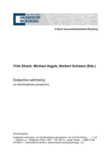 Fritz Strack, Michael Argyle, Norbert Schwarz (Eds ... - OPUS