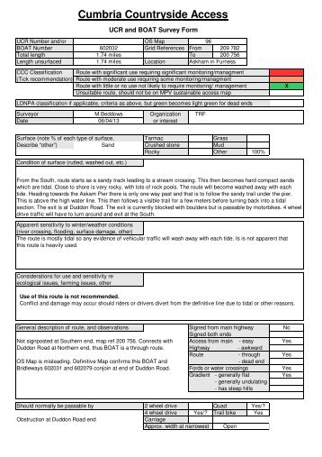 HOTR survey sheet for BOAT 602032