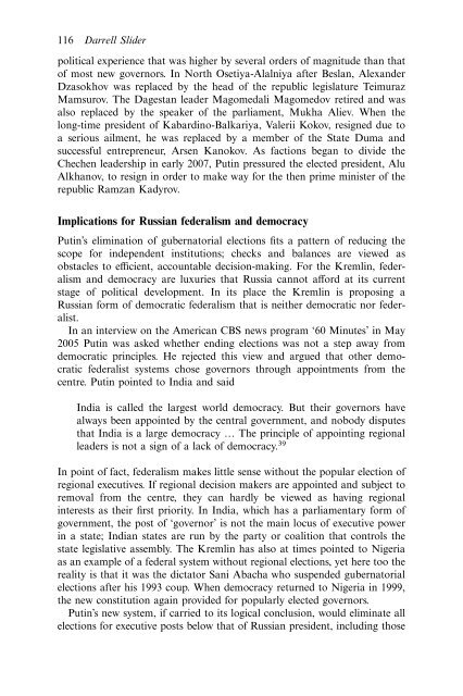 Federalism and Local Politics in Russia