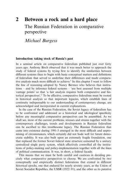 Federalism and Local Politics in Russia