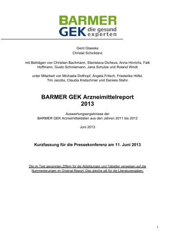 Arzneimittelreport 2013 - Kurzfassung ( PDF , 519 KB ... - Presse
