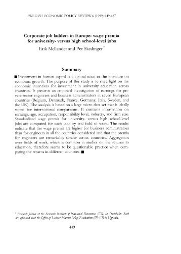 versus high school-level jobs Erik Mellander and Per ... - Regeringen