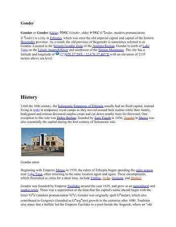 Gondar - the official website of Quara Hotel
