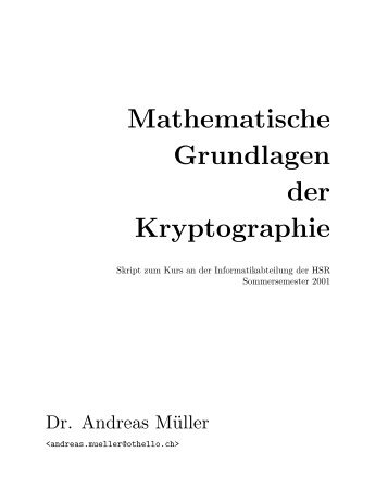 Mathematische Grundlagen der Kryptographie