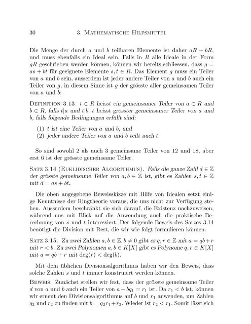 Mathematische Grundlagen der Kryptographie