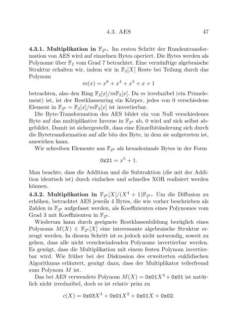 Mathematische Grundlagen der Kryptographie