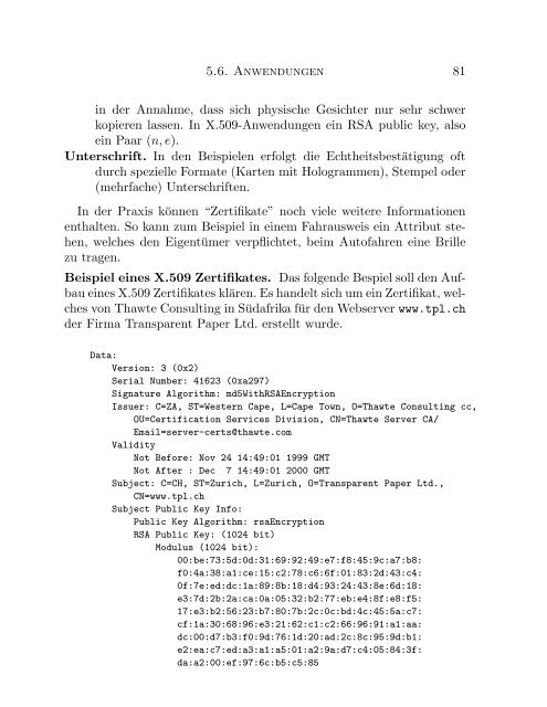 Mathematische Grundlagen der Kryptographie