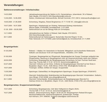 Veranstaltungen: - DAV Sektion Oberer Neckar