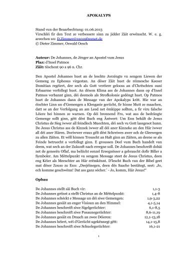 Bibel fir alleguer - Apokalyps - Evangelium.lu