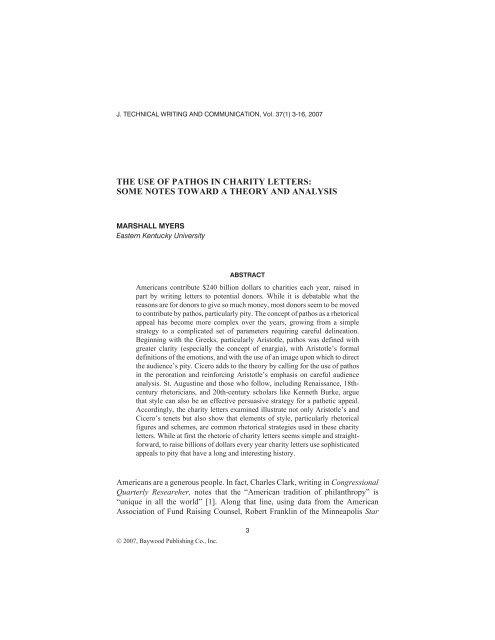 the use of pathos in charity letters: some notes ... - 5361invention