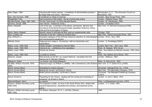 HISTORY OF THE CINEMA - Bibliothèque cantonale et universitaire ...