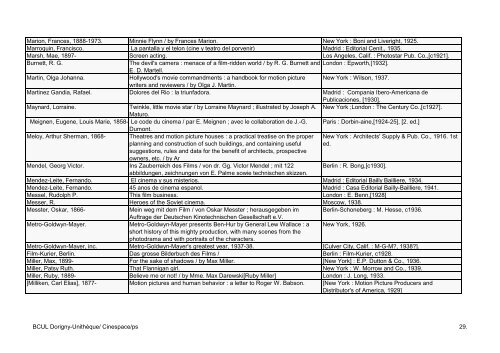 HISTORY OF THE CINEMA - Bibliothèque cantonale et universitaire ...