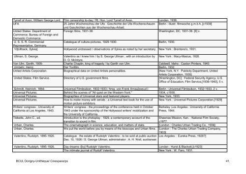 HISTORY OF THE CINEMA - Bibliothèque cantonale et universitaire ...