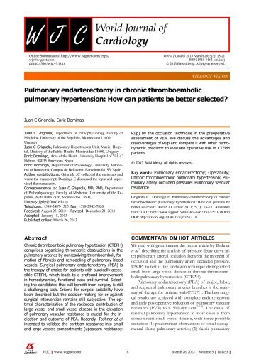 Pulmonary endarterectomy in chronic thromboembolic pulmonary ...