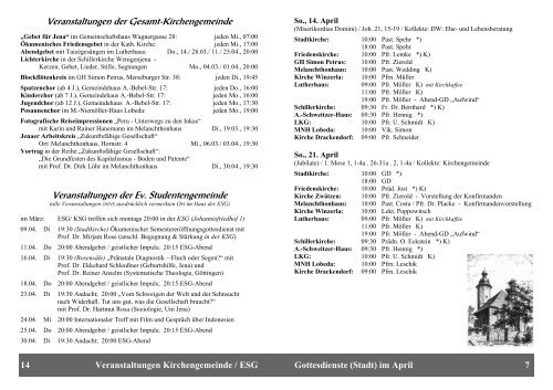 Kirchenblatt - Evangelisch-Lutherischer Kirchkreis Jena