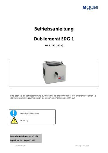 Betriebsanleitung Dubliergerät EDG 1 - Battery Benelux