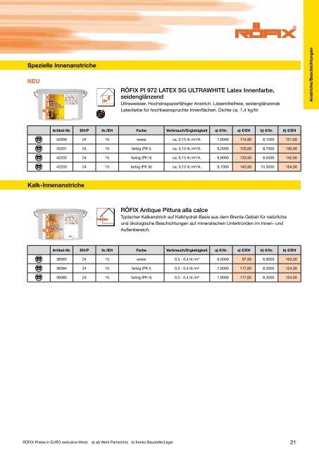 Malerpreisliste - Röfix