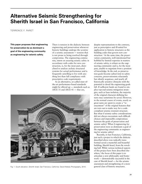 Alternative Seismic Strengthening for Sherith Israel in San Fancisco ...