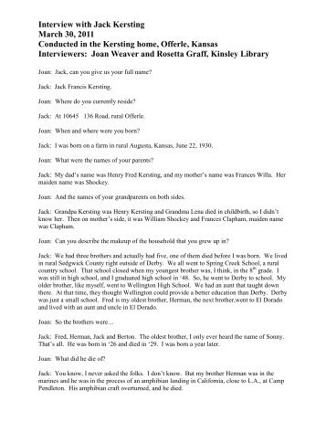 Interview with Jack Kersting March 30, 2011 ... - Kinsley Library