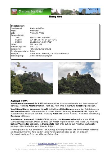 Informationen zur Burg Are als PDF - Burgen der Eifel