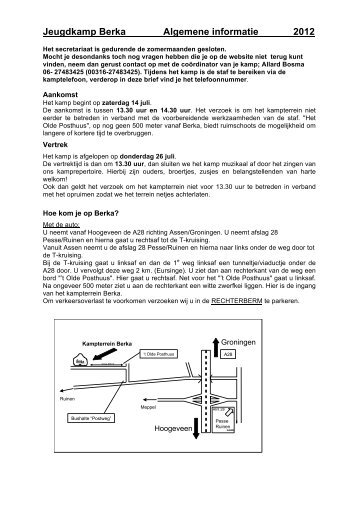 Jeugdkamp Berka Algemene informatie 2012