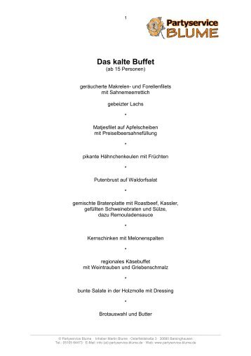 Kaltes Buffet - Partyservice Blume