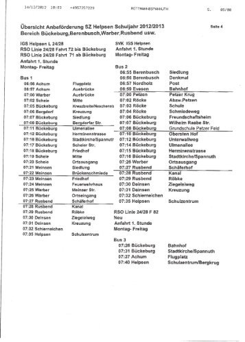 Übersicht Anbeförderung SZ Helpsen Schuljahr 2012 ... - IGS Helpsen