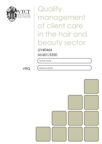 Quality management of client care in the hair and beauty sector - VTCT