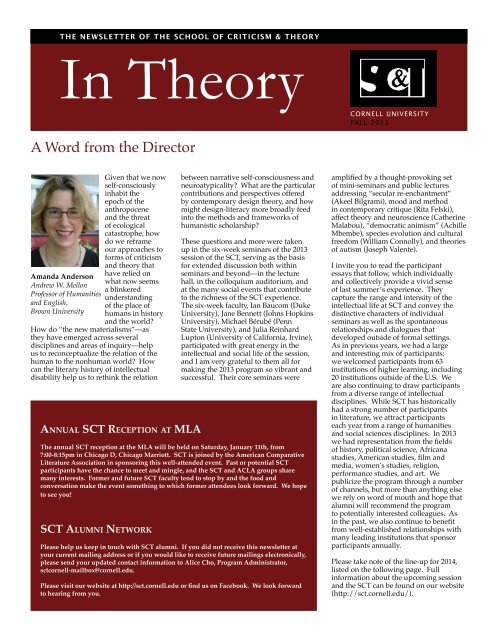to read our newsletter. - The School of Criticism and Theory - Cornell ...