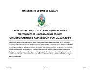 Equivalent Applicants - University of Dar es salaam