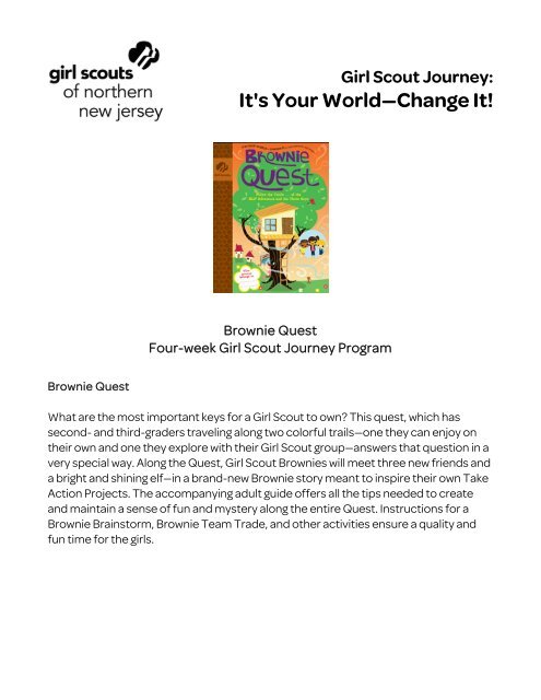 Brownie Quest Program - Girl Scouts of Northern New Jersey