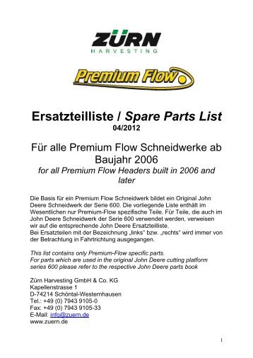 Ersatzteilliste / Spare Parts List 04/2012 - Zurn