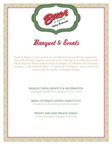 Group Menu (PDF) - Buca di Beppo Italian Restaurant