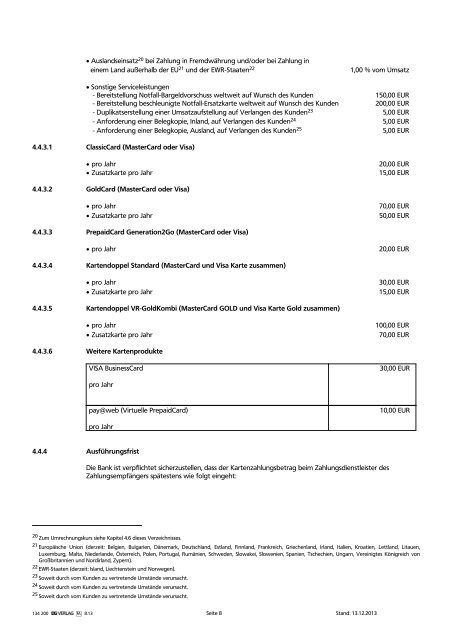 Preisverzeichnis / Leistungsverzeichnis - Volksbank Mössingen eG