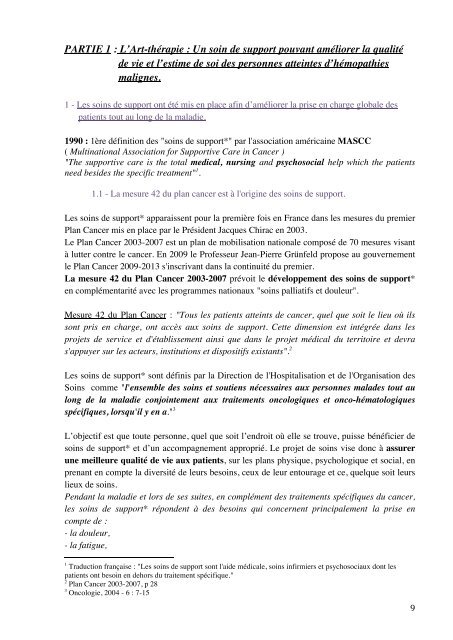 une expérience d'art-therapie à dominante arts plastiques aupres de ...