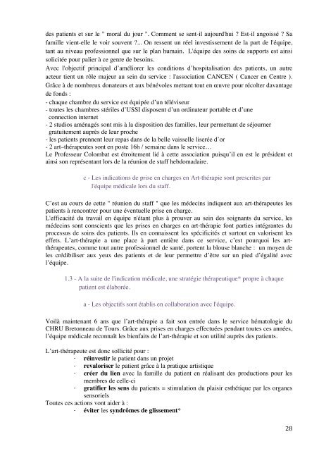 une expérience d'art-therapie à dominante arts plastiques aupres de ...